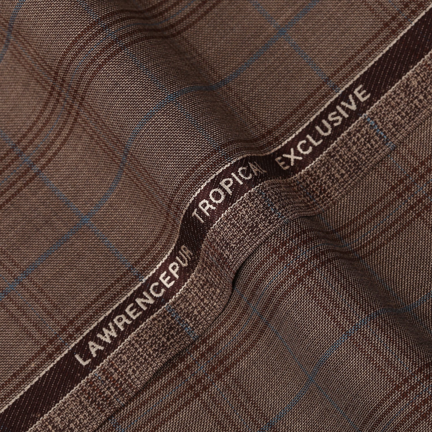 Big Checks-Caramel Brown, Wool Blend, Tropical Exclusive Suiting Fabric