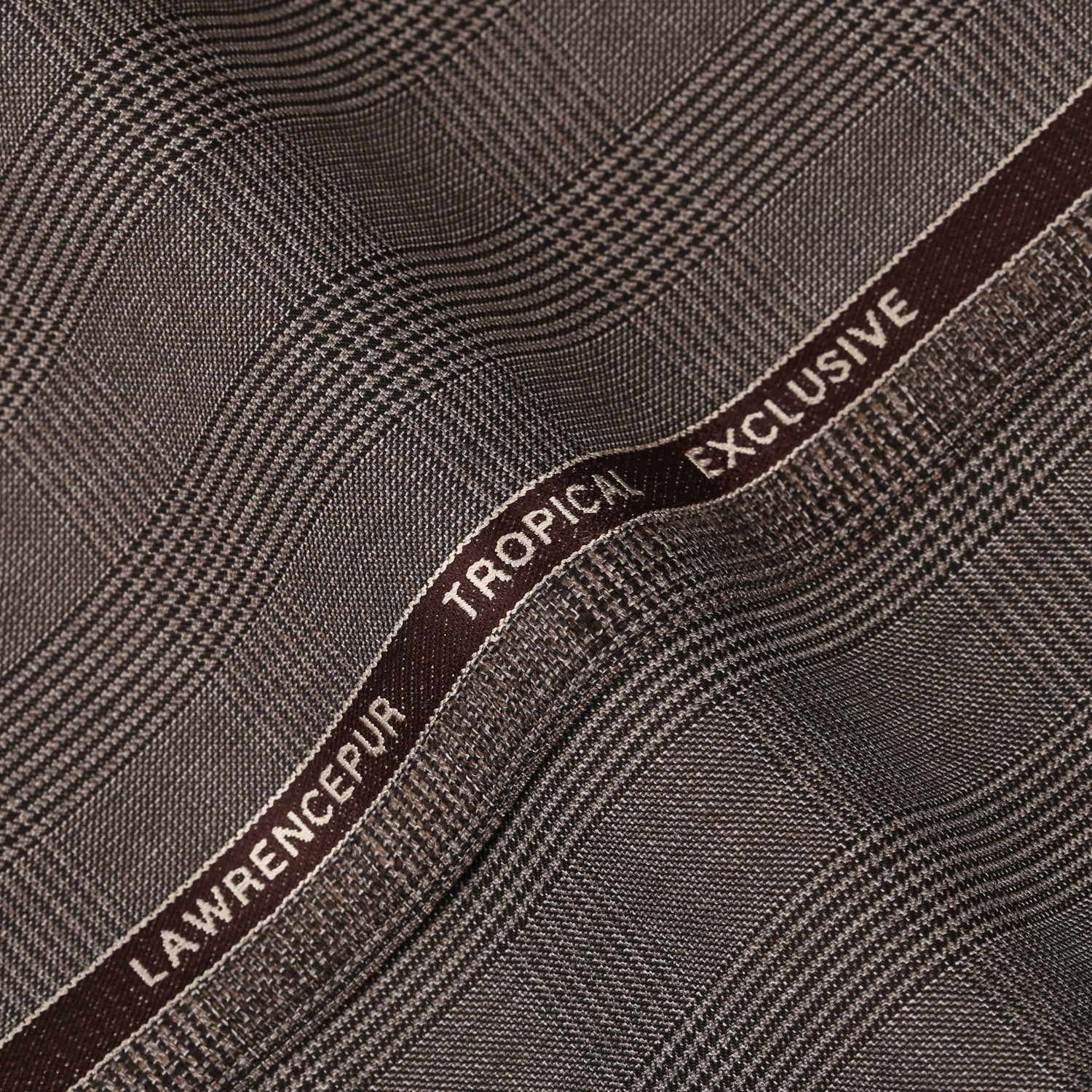 Glen Plaid Checks-Mocha Brown, Wool Blend, Tropical Exclusive Suiting Fabric