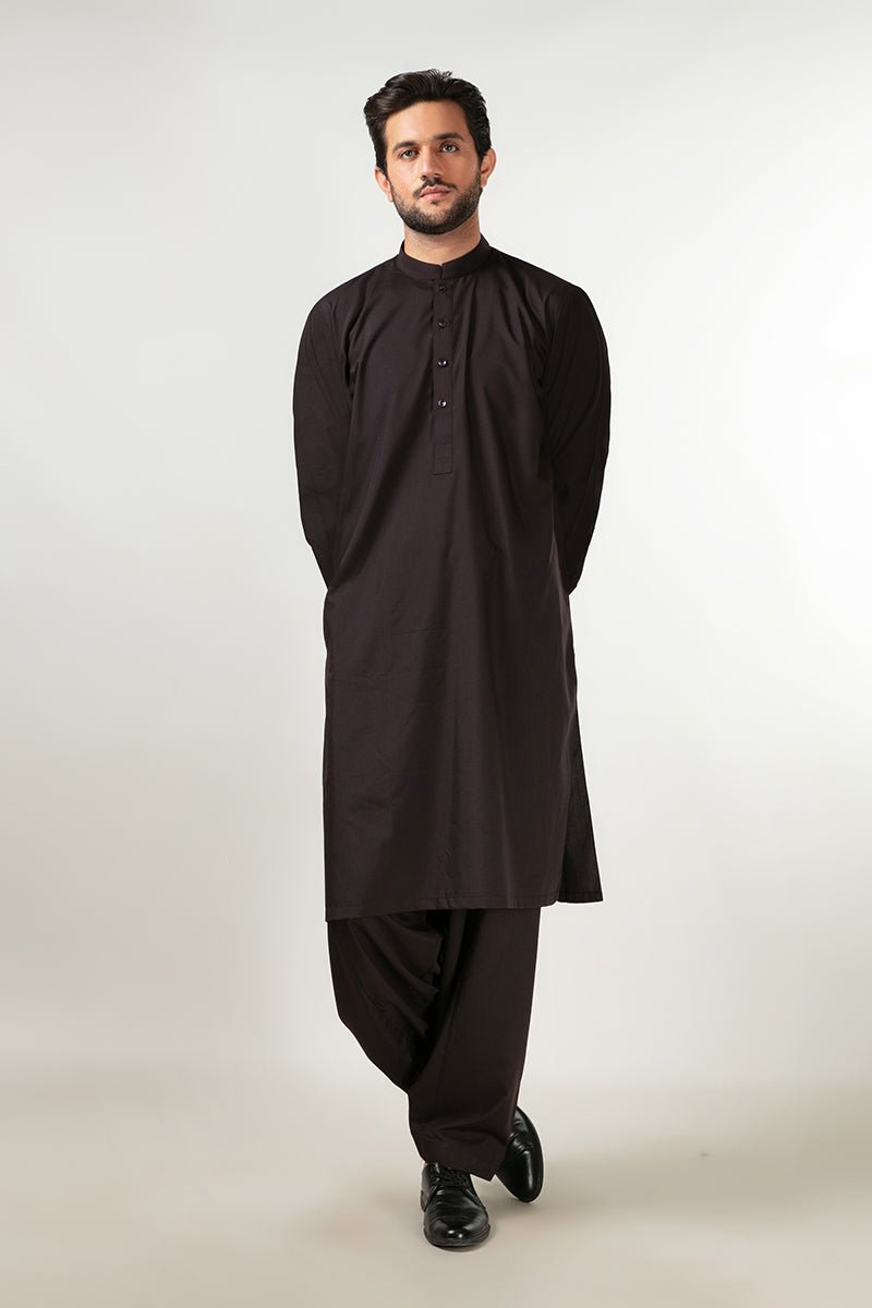 Shalwar Kameez - Signature PV Dark Brown Plain