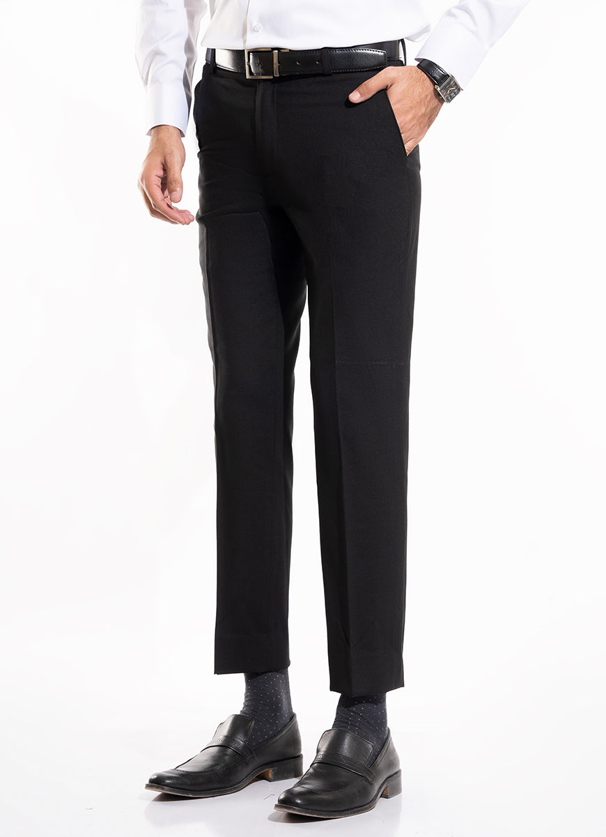 Textured Black, Wool Rich Formal Trouser