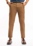Plain-Brown, 100% Cotton Lycra Casual Trouser