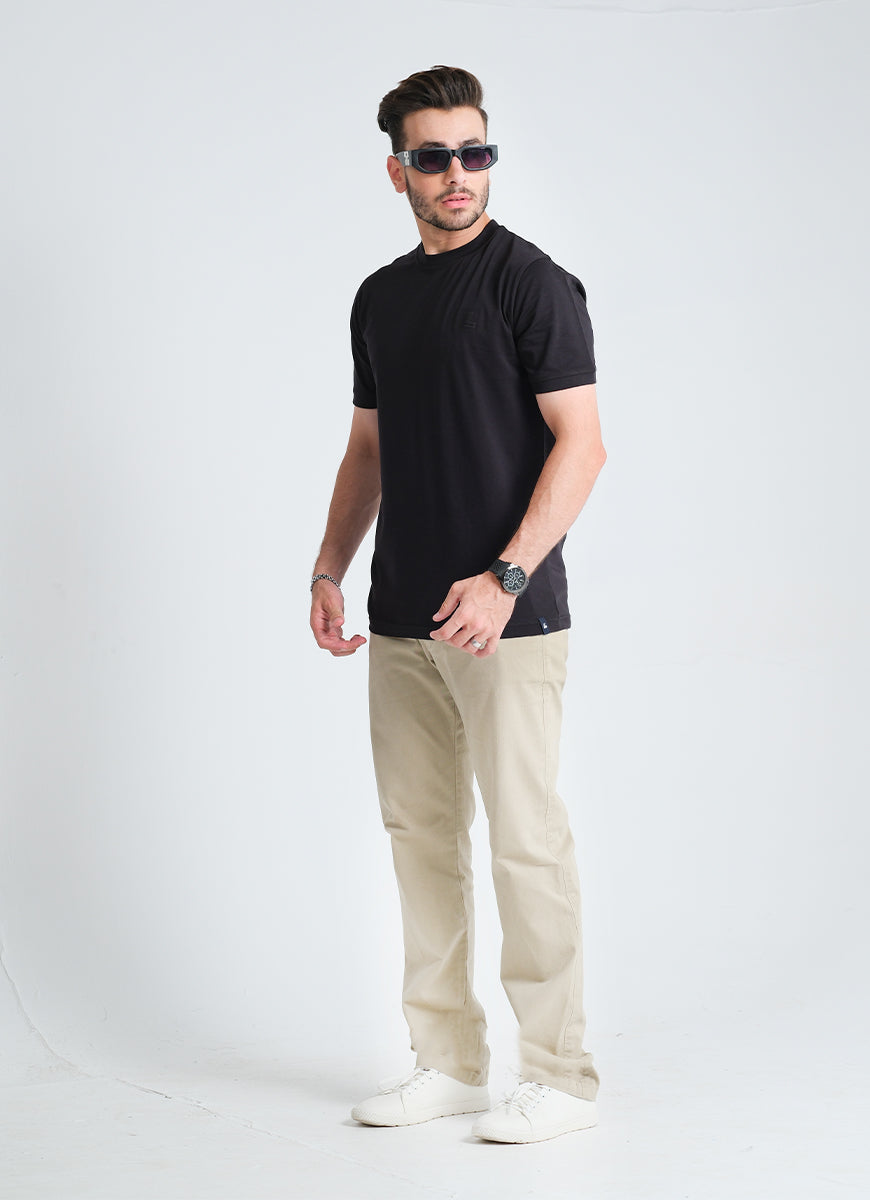 Black Plain Basic T-Shirt  100% Cotton Men's Staple Main image