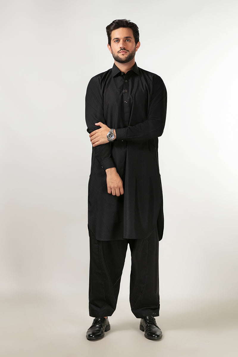 Shalwar Kameez - Cool Breeze Black Plain