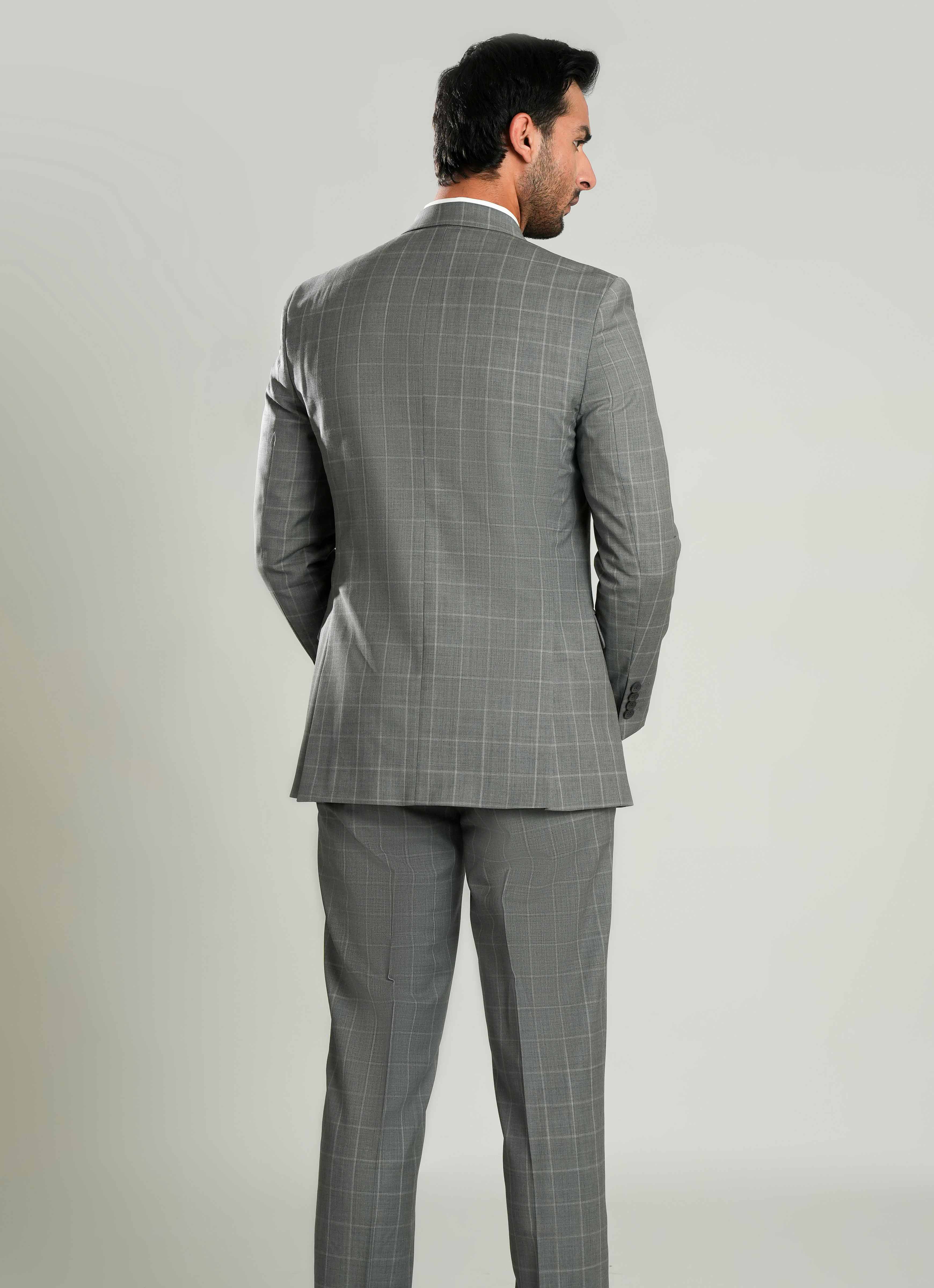 Slate Grey Checks 2-Piece Formal Suit
