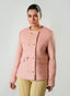 Women's Pink and White Checked Wool Fleece Jacket - Cozy Winter Outerwear