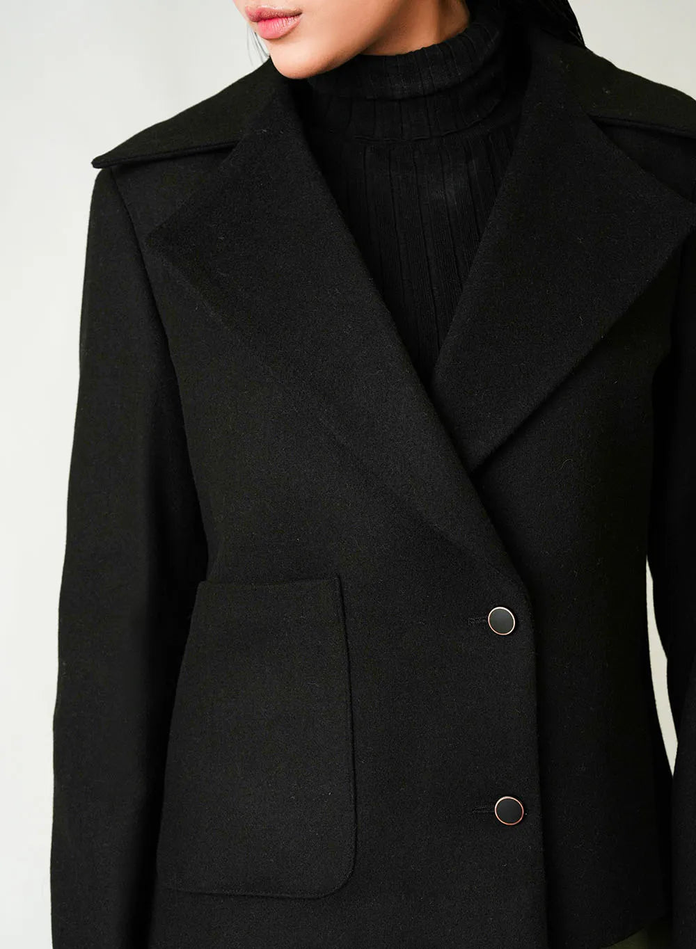 Women's Classic Black Poly Viscose Jacket - Versatile Winter Essential