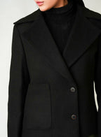 Women's Classic Black Poly Viscose Jacket - Versatile Winter Essential