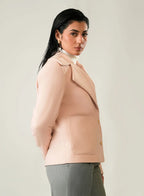 Women's Light Pink Poly Viscose Blazer - Soft Winter Layer