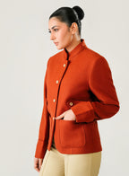 Women's Vibrant Orange Poly Viscose Jacket - Bold Winter Style