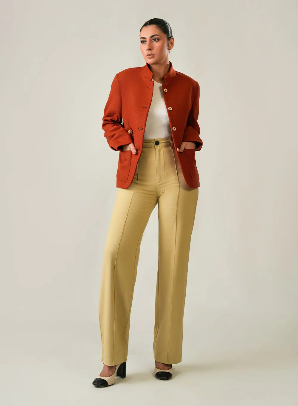 Women's Vibrant Orange Poly Viscose Jacket - Bold Winter Style Secondary image