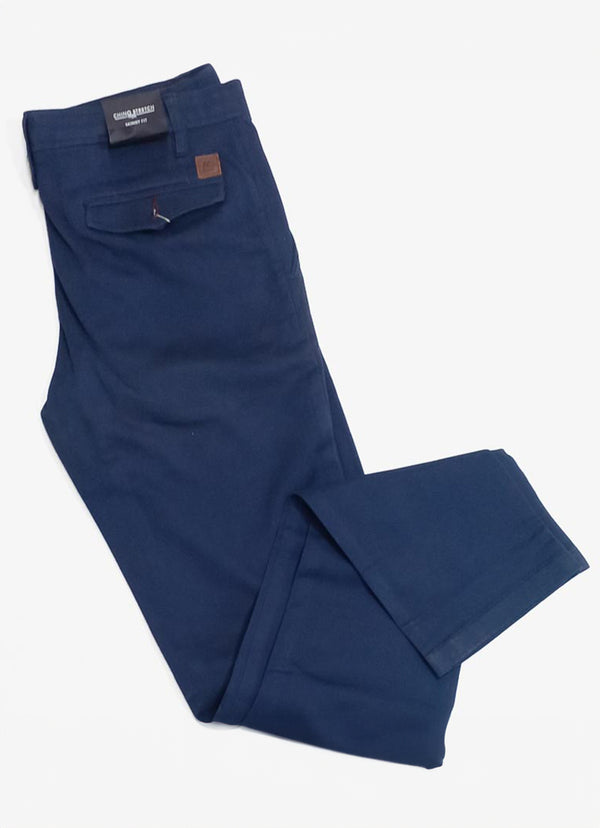 Navy Blue Plain Cotton Stretch Chino Trouser