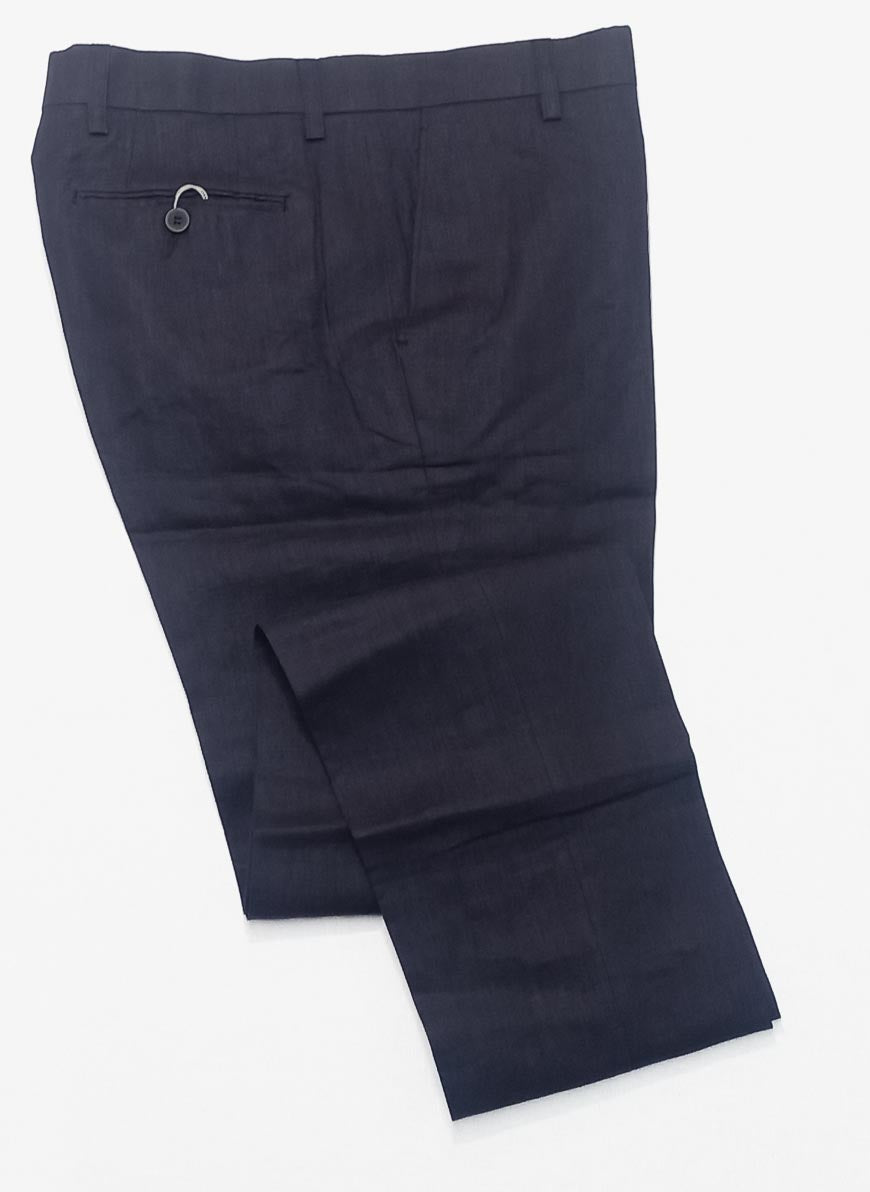 Plain Navy Blue - Linen Made, Semi Formal Trouser