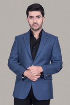 Prussian Blue Plain Worsted Tweed Classic Blazer