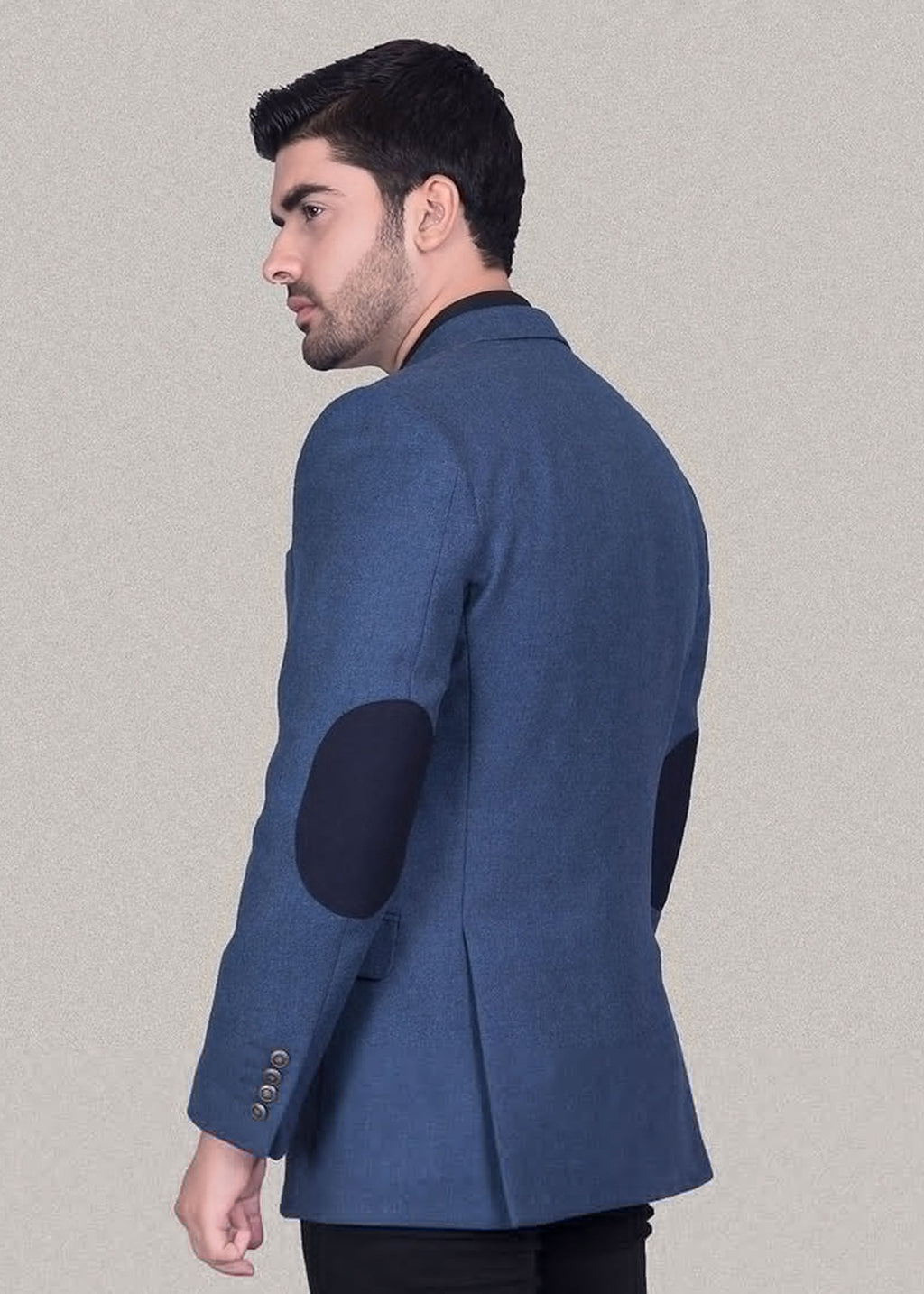 Prussian Blue Plain Worsted Tweed Classic Blazer