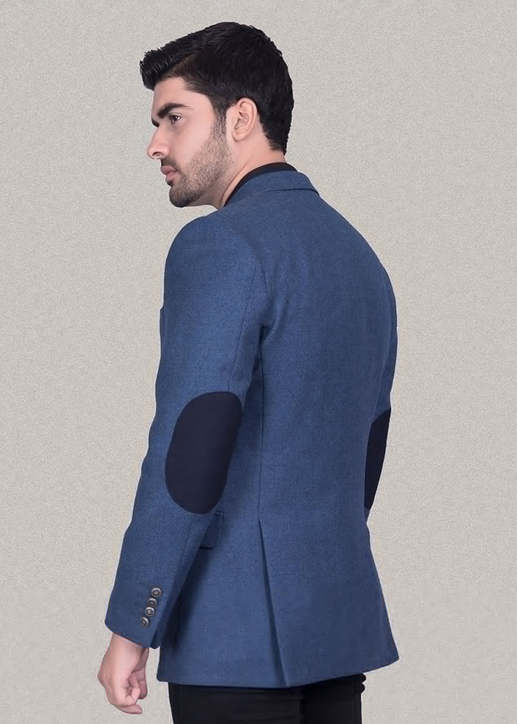 Prussian Blue Plain Worsted Tweed Classic Blazer