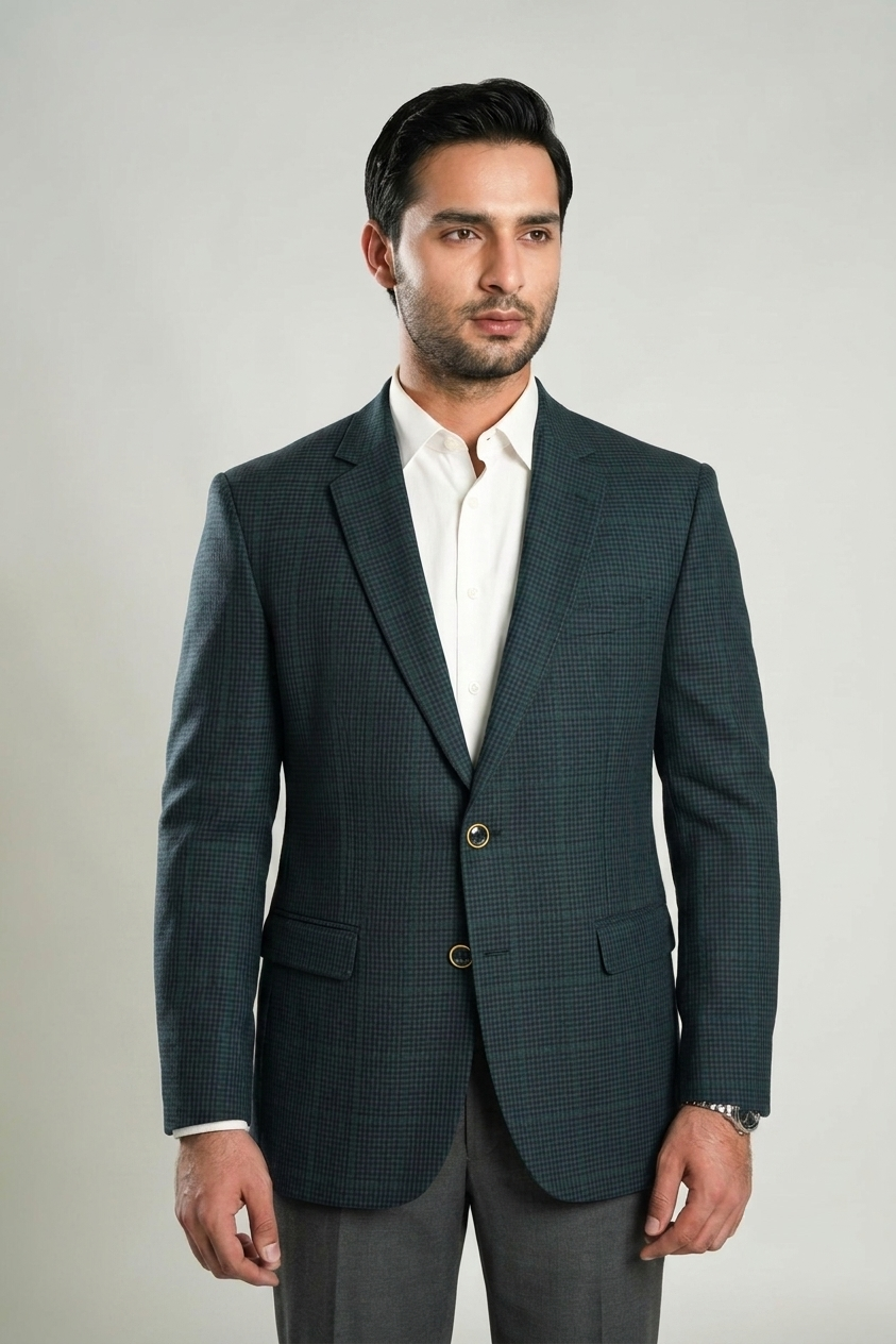 Blue Checks Worsted Tweed Classic Blazer