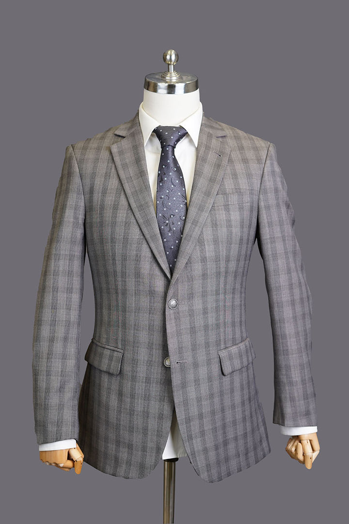 Tropical Brownish Grey Checks Blazer (SKU: 2210-03112-040-5-018) - Classic