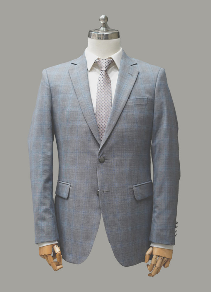 Featherlight Grey Checks Blazer (SKU: 2210-04201-020-5-004) - Classic pattern