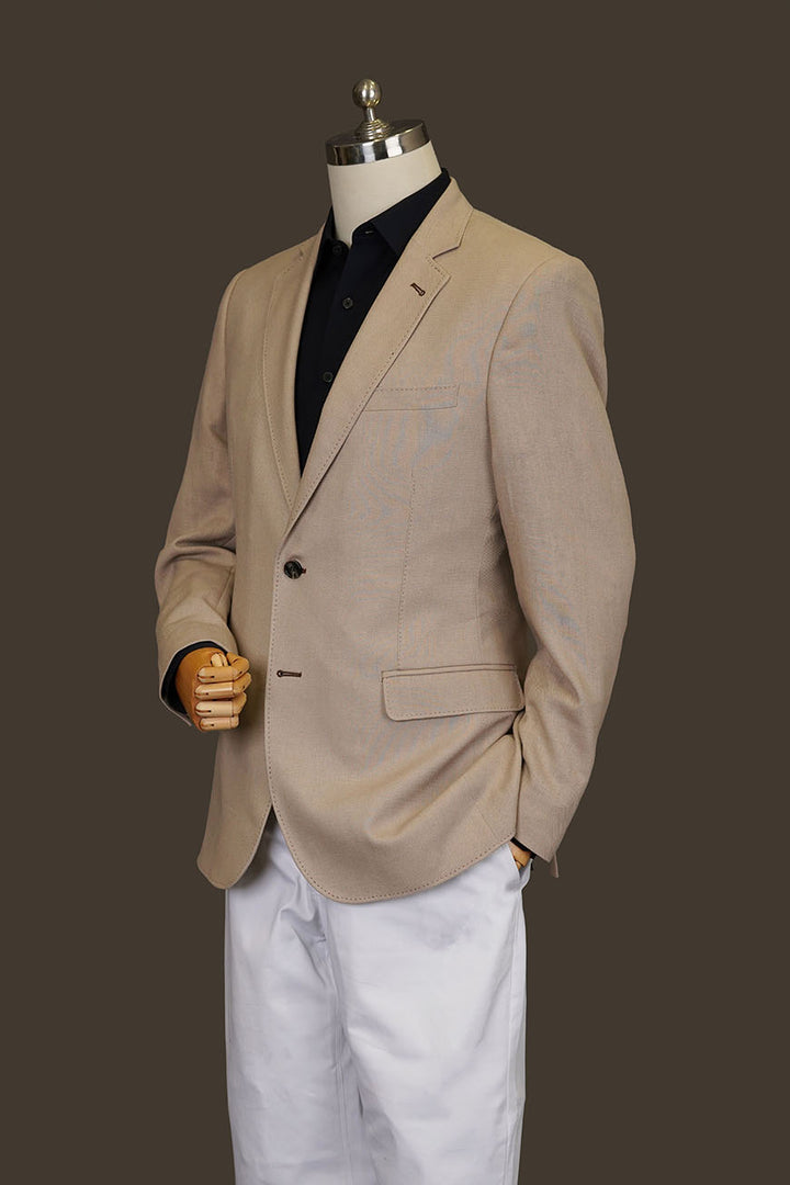 Men's brown linen blazer front view - SKU 2210-33903-040-1-004