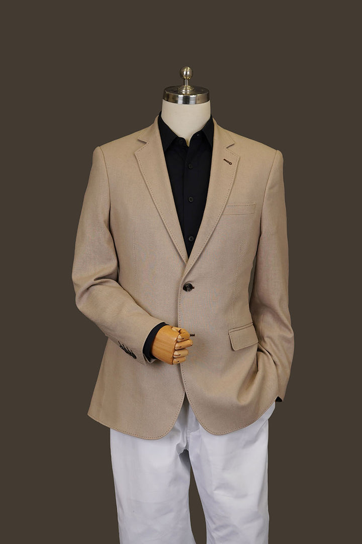 Men's brown linen blazer front view - SKU 2210-33903-040-1-004