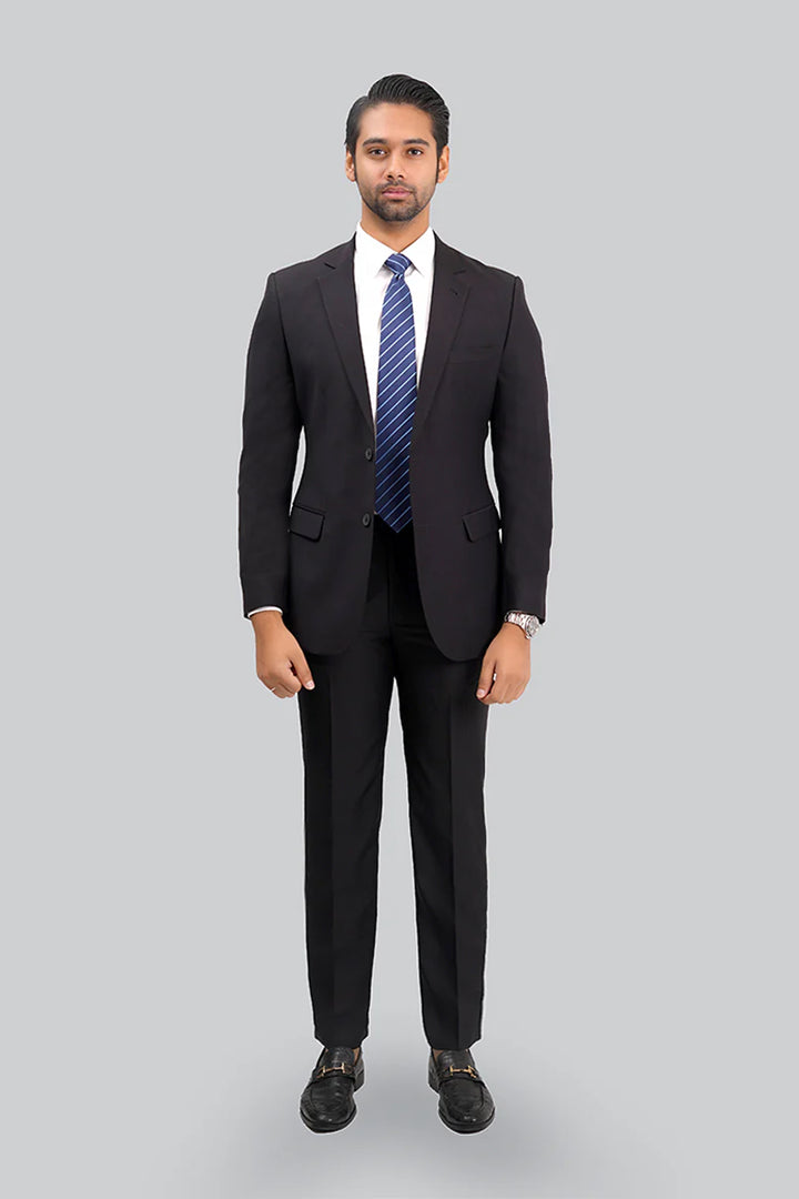 Black Plain 2-Piece Suit – Men’s Premium Formal Attire