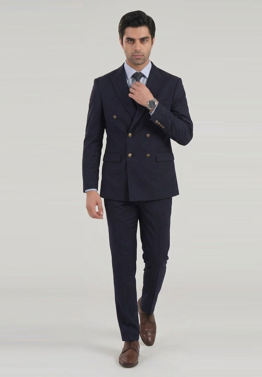 Blue 2 Piece Suit - Tropical Exclusive Poly Wool
