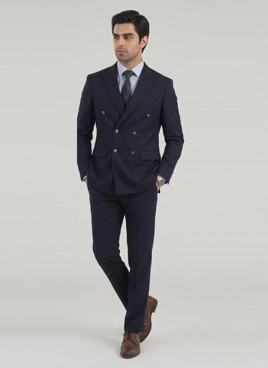 Blue 2 Piece Suit - Tropical Exclusive Poly Wool