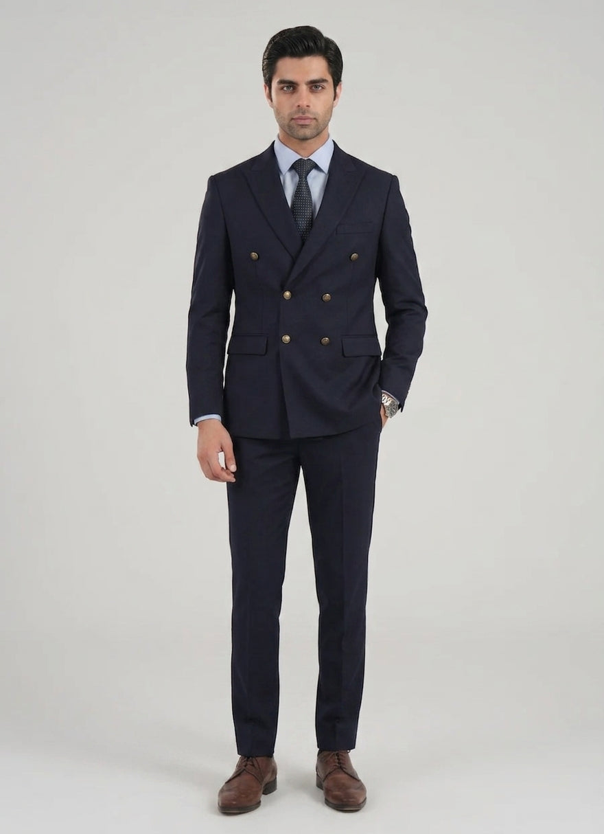 Blue 2 Piece Suit - Tropical Exclusive Poly Wool