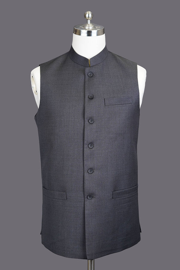 Waist Coat - Elano Suiting Slate Grey Plain