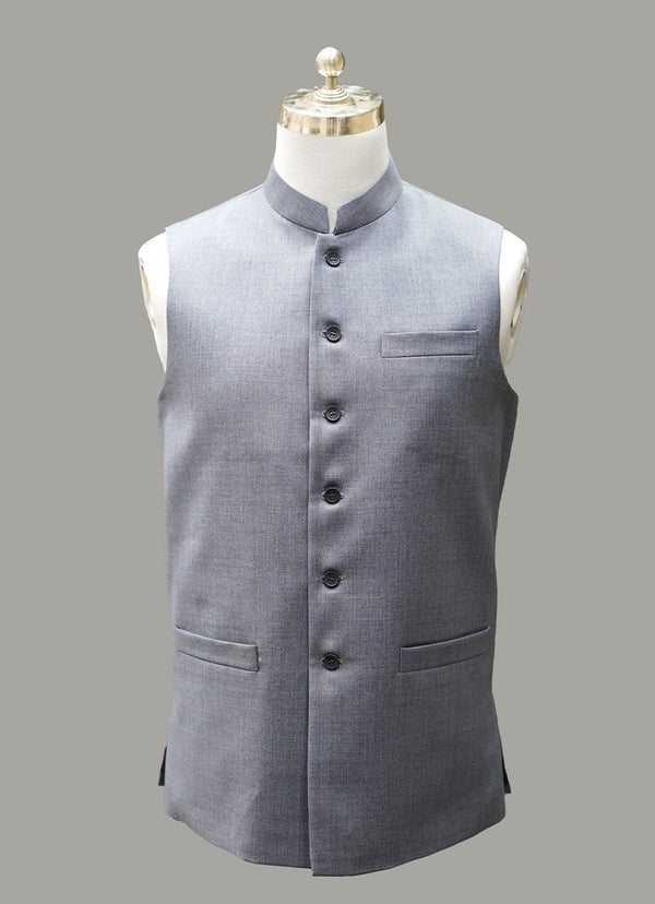 Waist Coat - Tropical Exclusive Silver Grey Plain