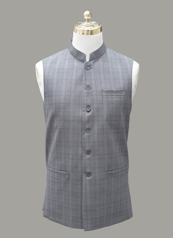 Waist Coat - Dedum Dark Slate Checks