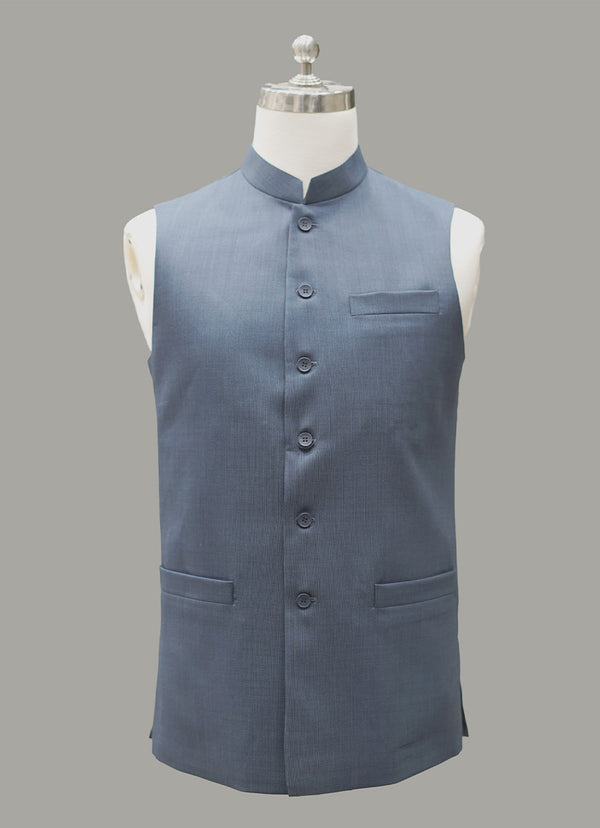Waist Coat - Dedum Blue Textured