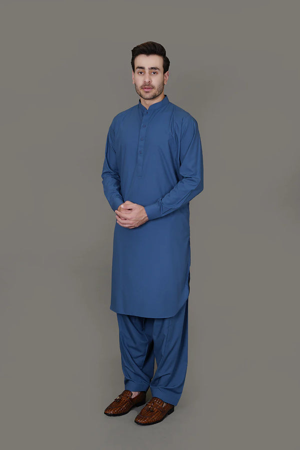 Bluish Zinc Plain Satpara Wash & Wear Shalwar Kameez