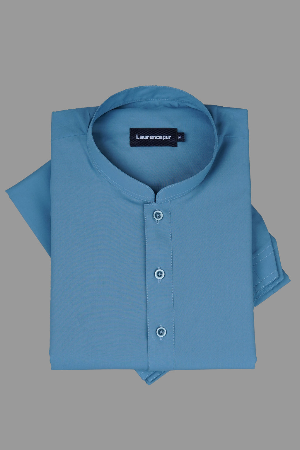 Men's bluish zinc Satpara shalwar kameez in plain polyviscose classic design