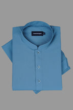 Men's bluish zinc Satpara shalwar kameez in plain polyviscose classic design