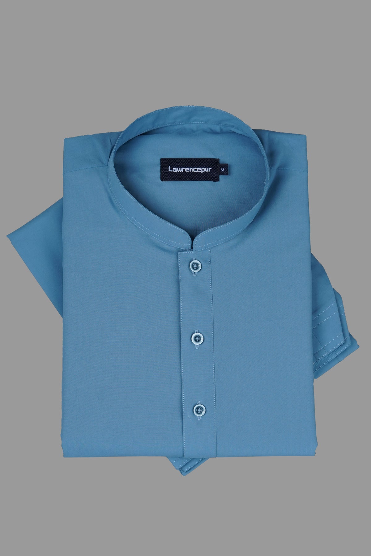 Men's bluish zinc Satpara shalwar kameez in plain polyviscose classic design