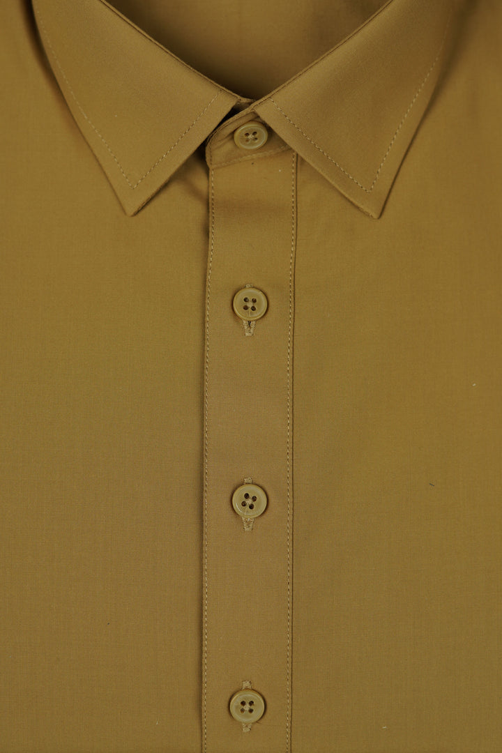 Side profile of men’s Shalwar Kameez in camel brown poly viscose-2260-22107-040-0-004