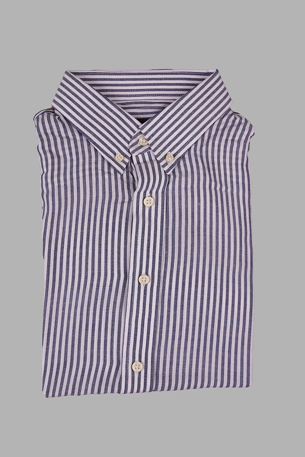 Greyish Black Striped Casual Shirt by Lawrencepur