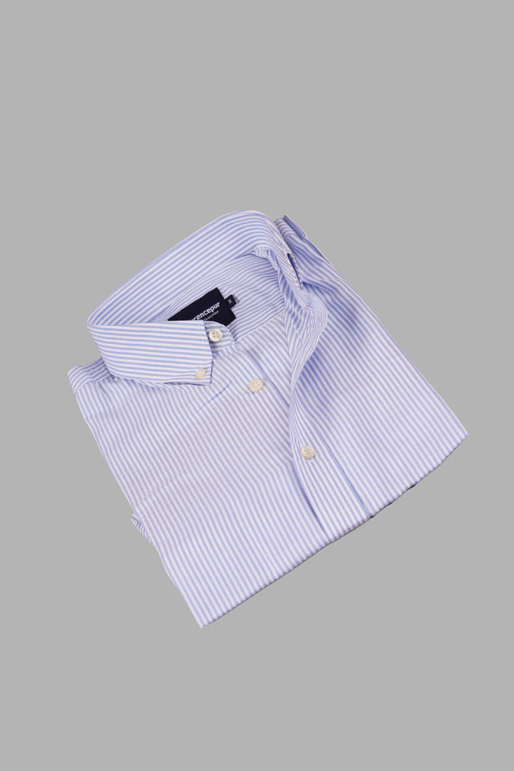 Velvet Ocean Blue Striped Casual Shirt by Lawrencepur