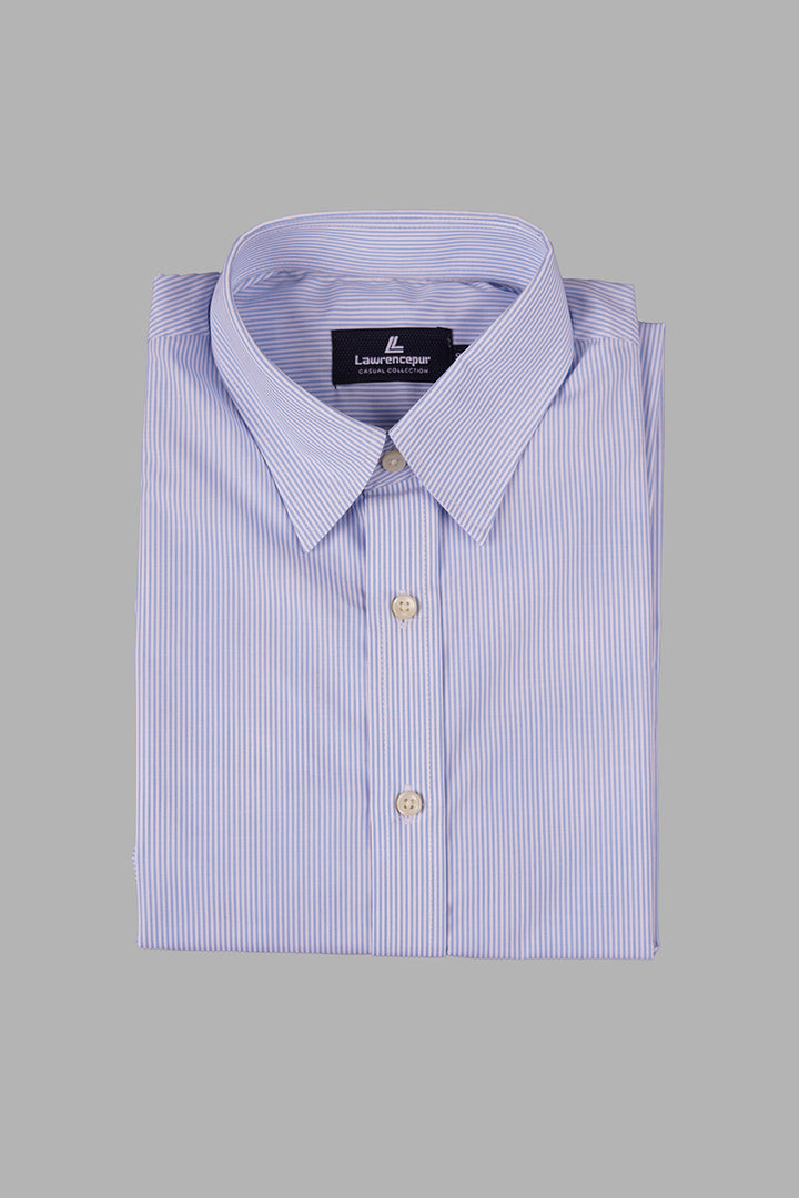 Ocean Blue Striped Casual Shirt by Lawrencepur