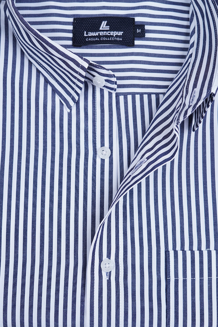Dark Blue Shirt Side View – Comfortable Fit
