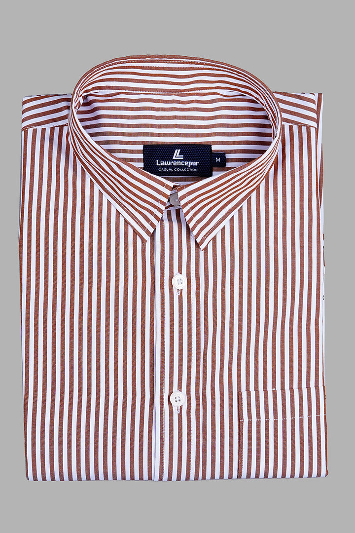 Wooden Brown Striped Shirt – Men’s Casual Cotton Wear