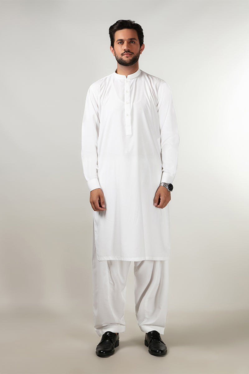 Shalwar Kameez - Cool Breeze Off White Plain Main image