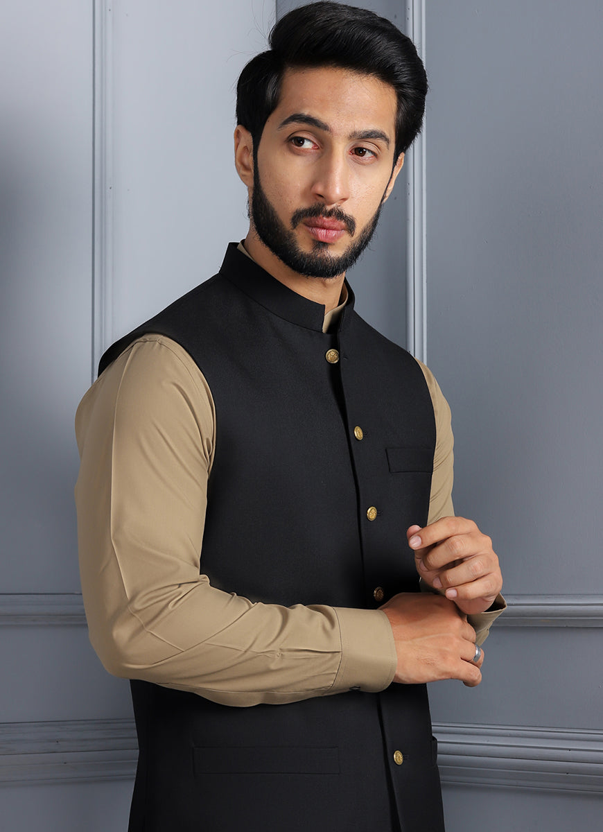 2240-00330-010-0-000 L-Waist Coat Superior Serge Super 70's Black Winter 1