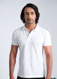 White Single Tuck Pique Polo Shirt