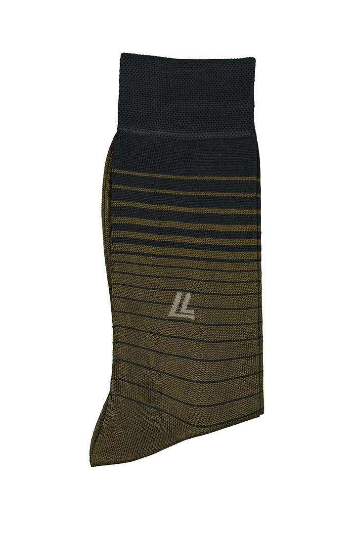Men's Brown Striped Cotton Socks - Classic & Soft