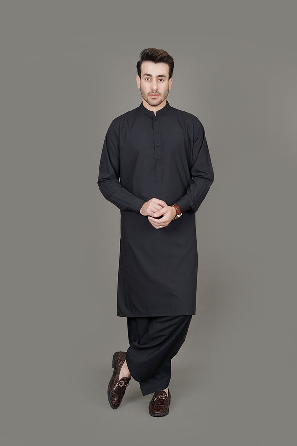 Black Plain Delta Wash N Wear Shalwar Kameez