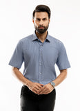 Stripes-Light Blue, Cotton Rich Half Sleeves Shirt