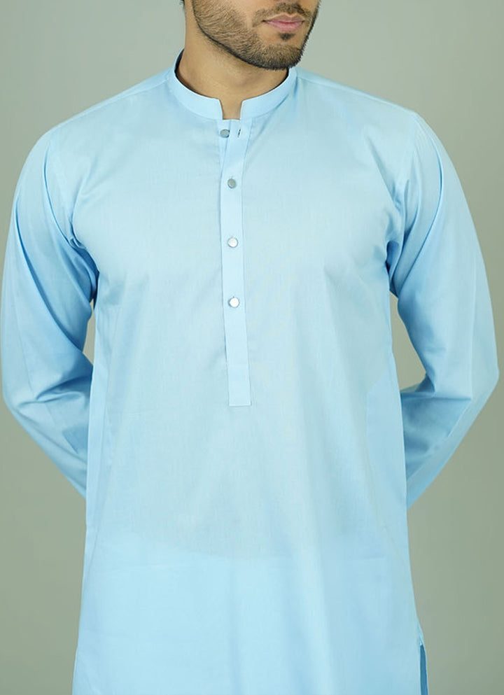 Light blue men's kurta - Airy cotton fabric for summer comfort