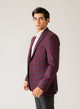 Broad Checks Maroon, Worsted Tweed, Wool Rich, Classic Blazer